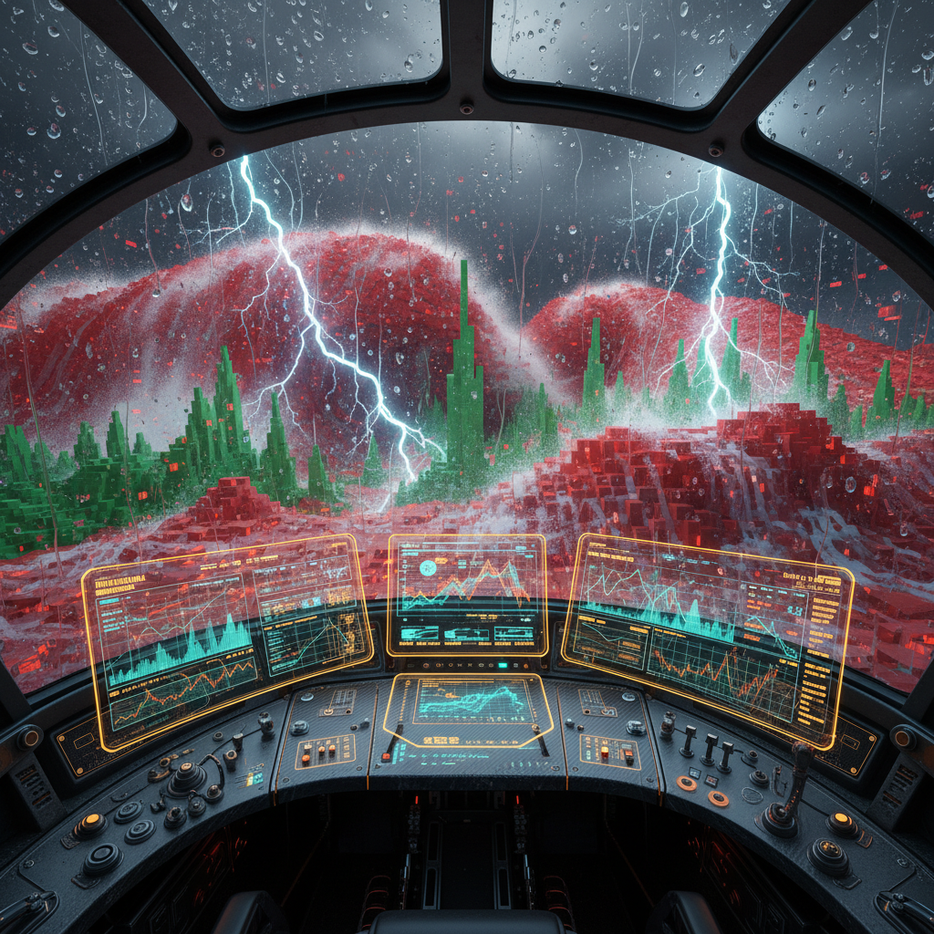 Graphic of different candles and futures trading platform