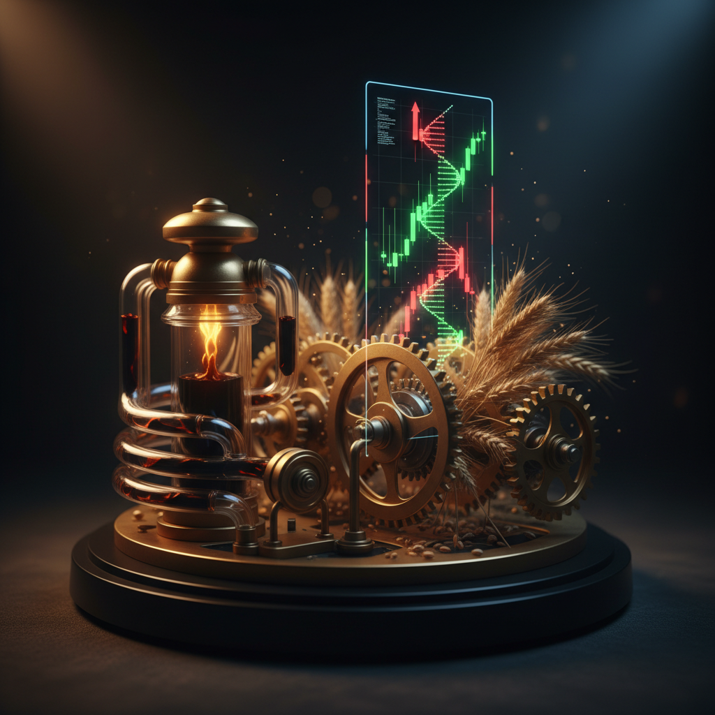 Graphic of a cylinder with wheat and gears on it related to trailing drawdown
