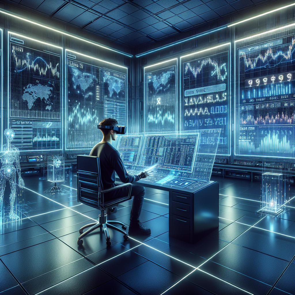 Graphic of a man seated at a desk with multiple screens, wearing boots, and displaying charts related to what is a funded account
