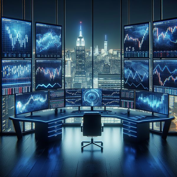 Graphic of trading setup with research on what are es futures.